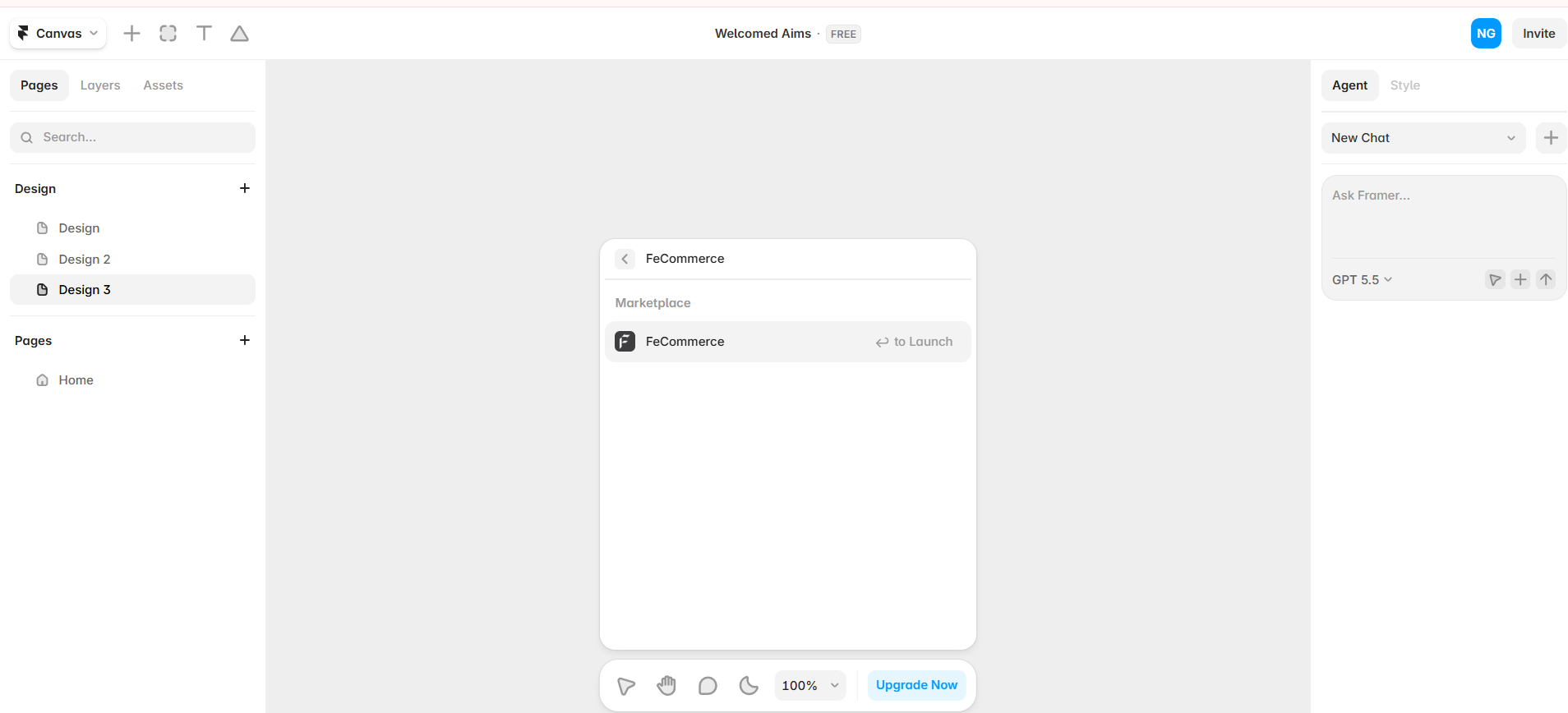 Installing the free FeCommerce plugin in Framer