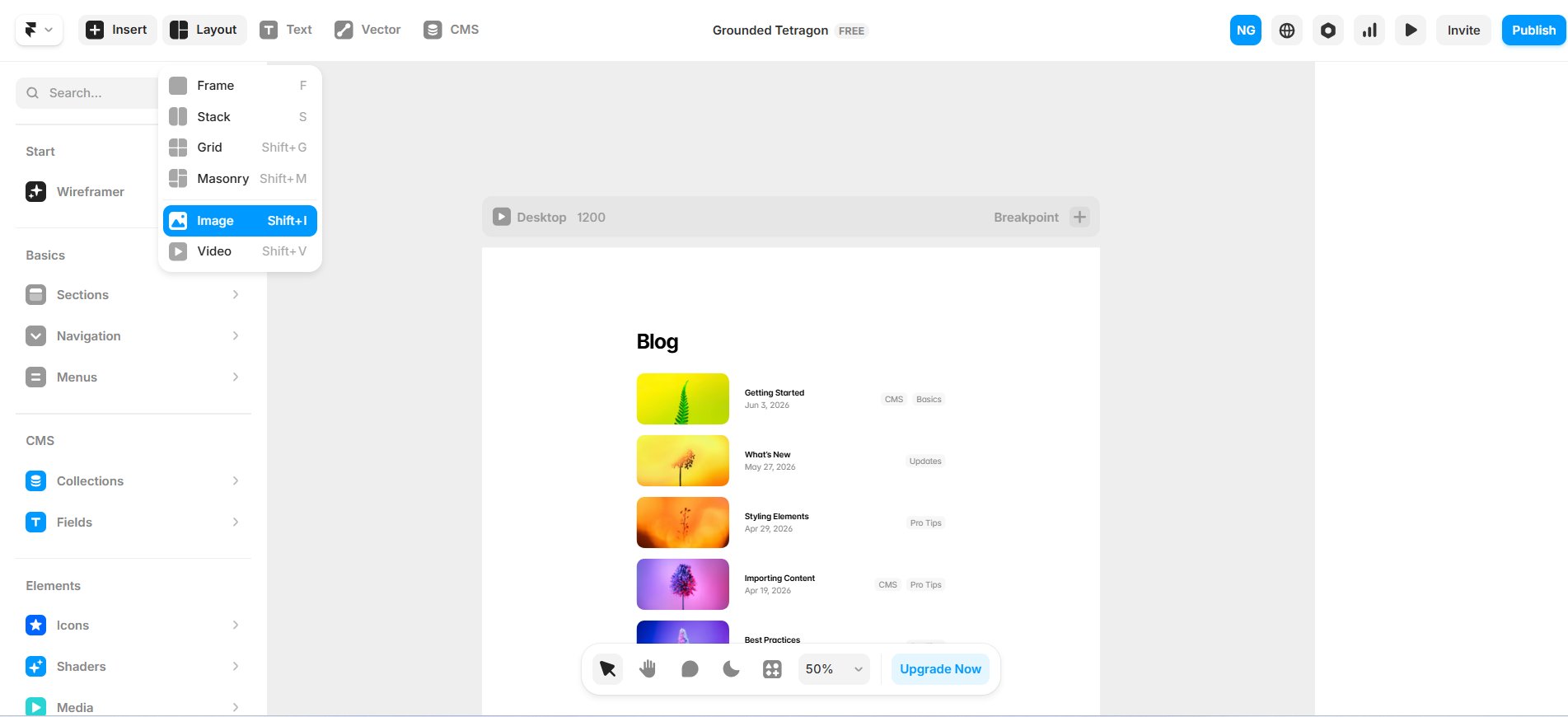 Adding images in Framer via Layout and Images